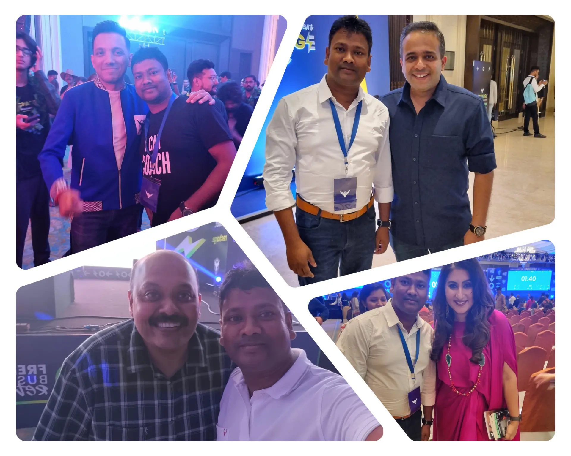 Four photographs of Sultan Mahmud with mentors at professional events